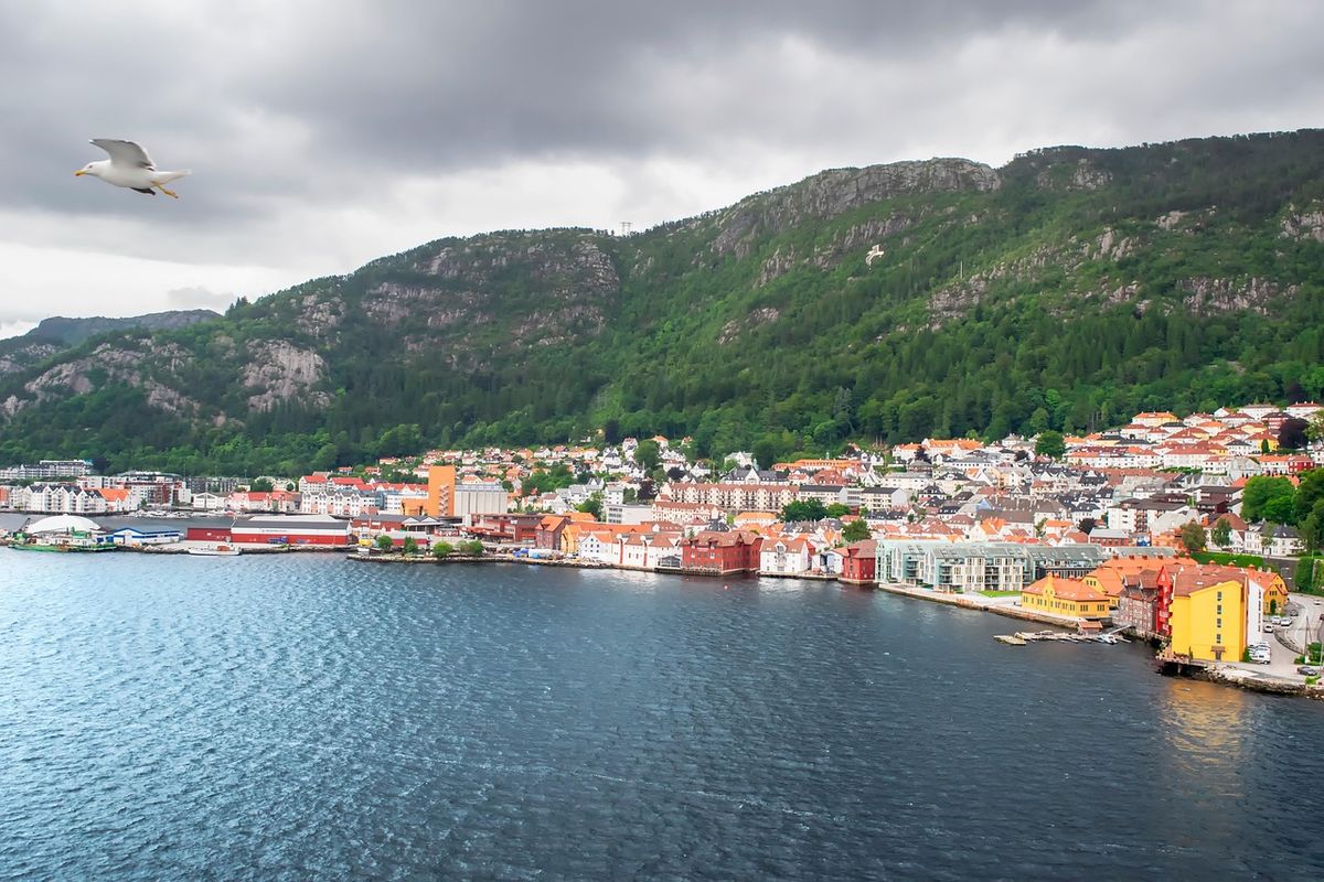 View of Bergen with colorful houses, Norway