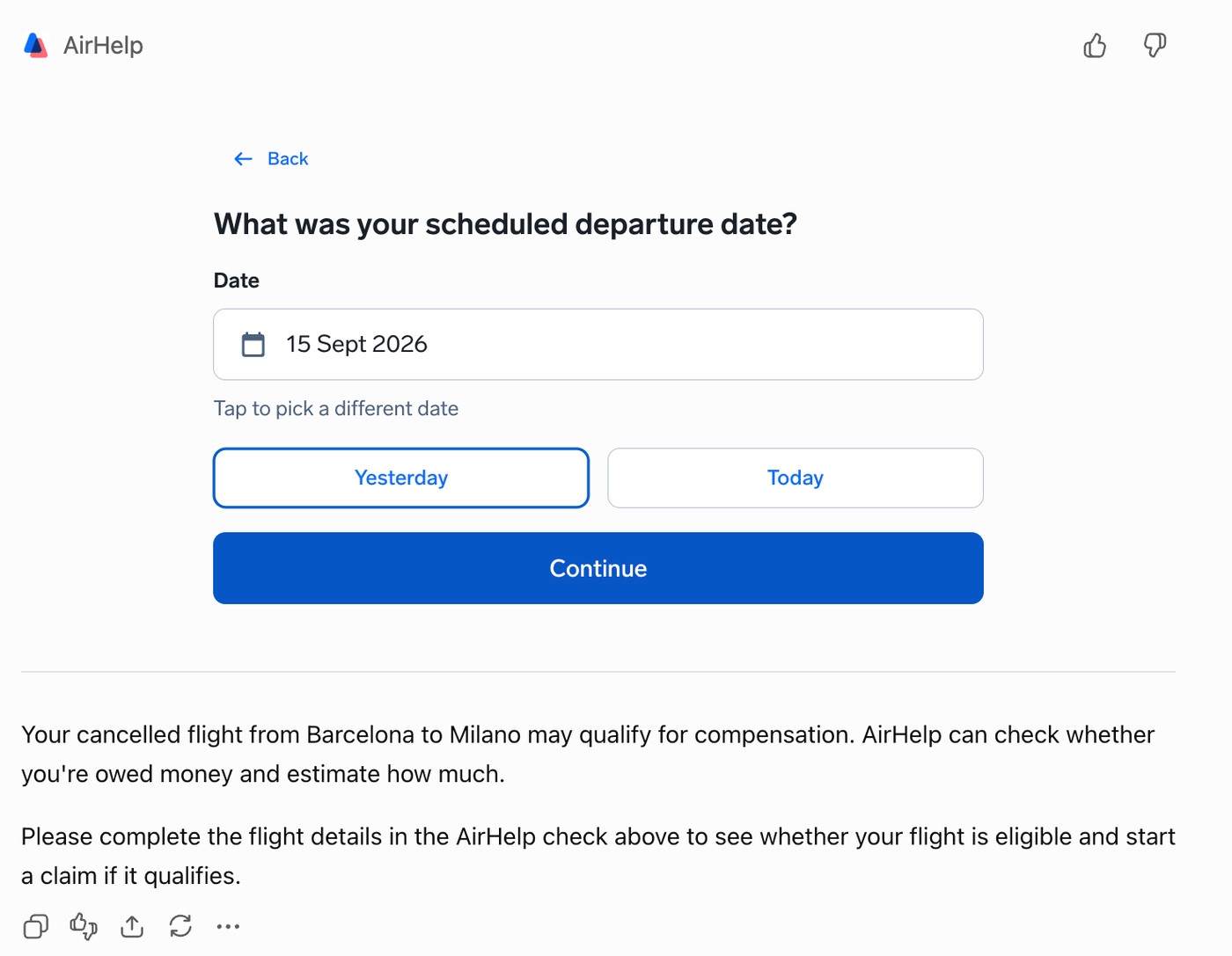 Confirming the scheduled departure date