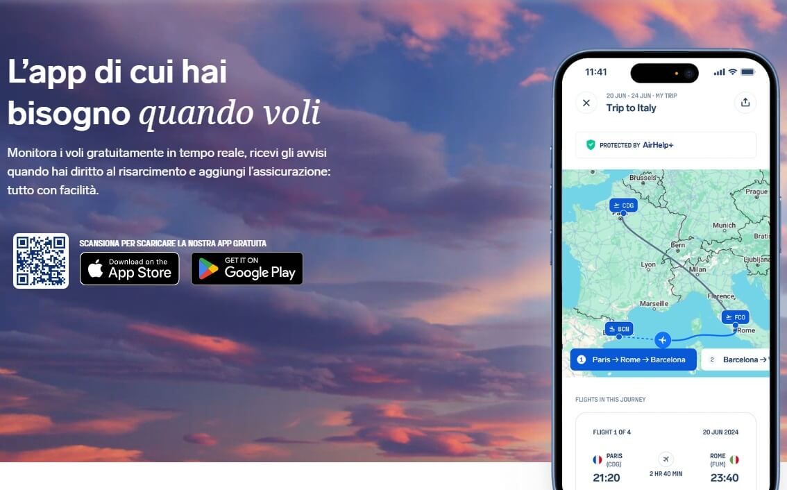 L'app AirHelp per controllare lo stato del volo