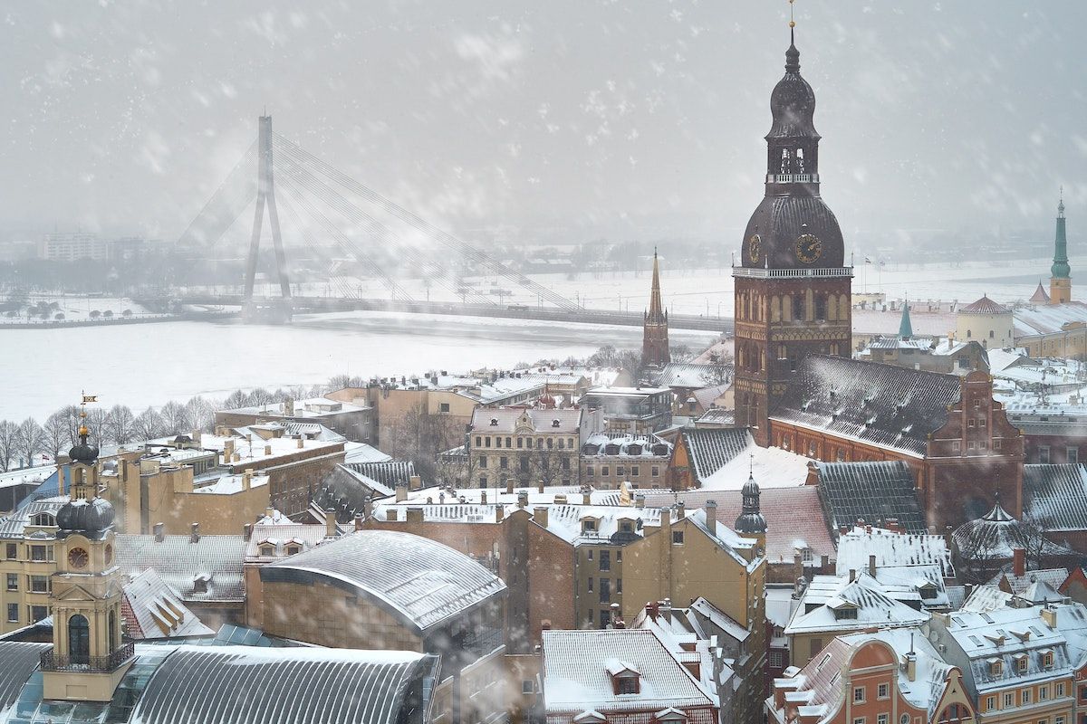 Riga skyline in the snow