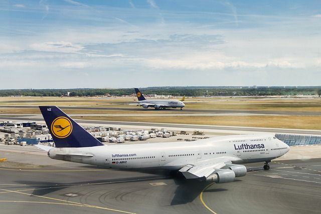 lufthansa plane waiting