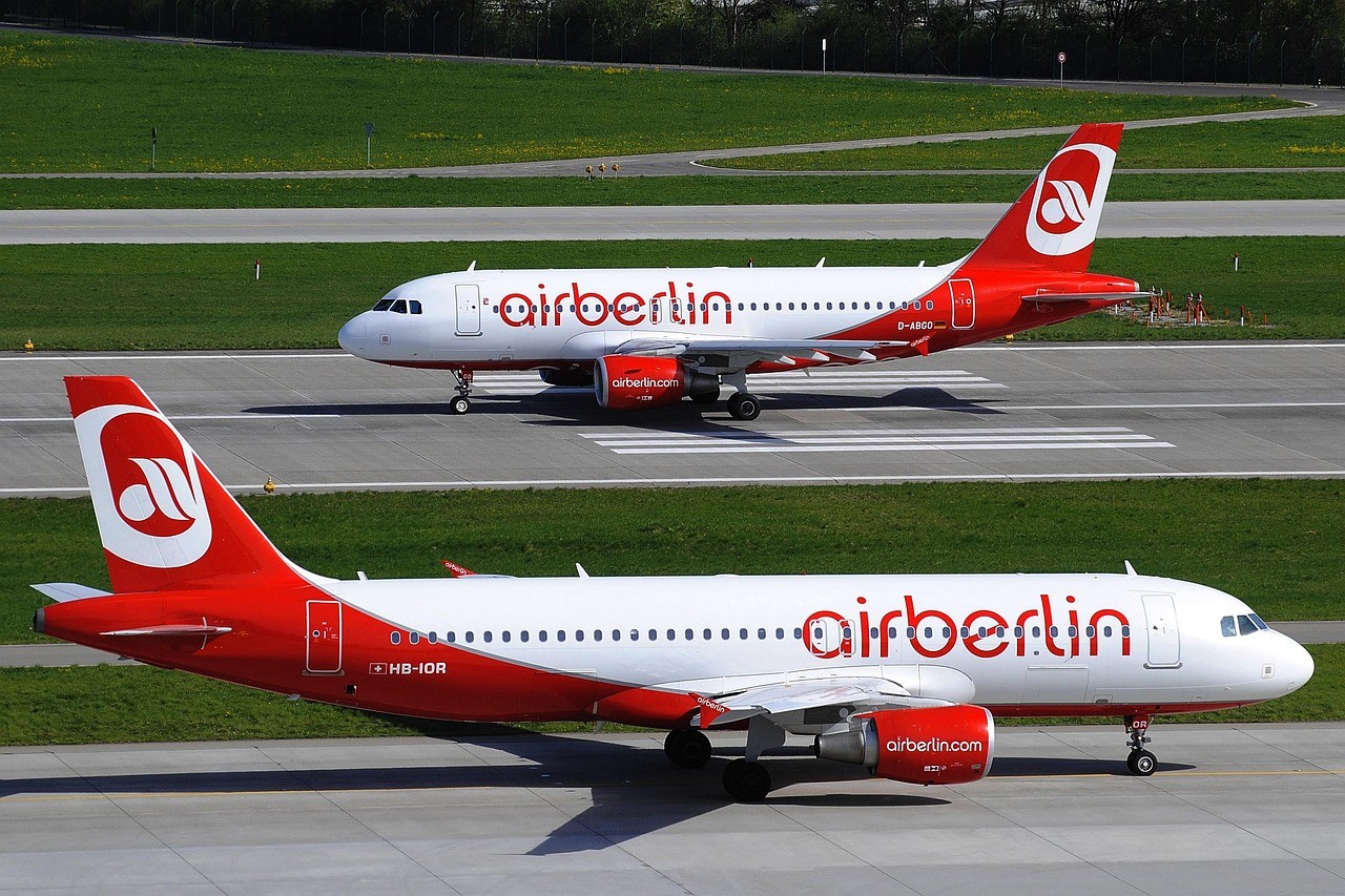 Planes belonging to the now-bankrupt airberlin on a runway