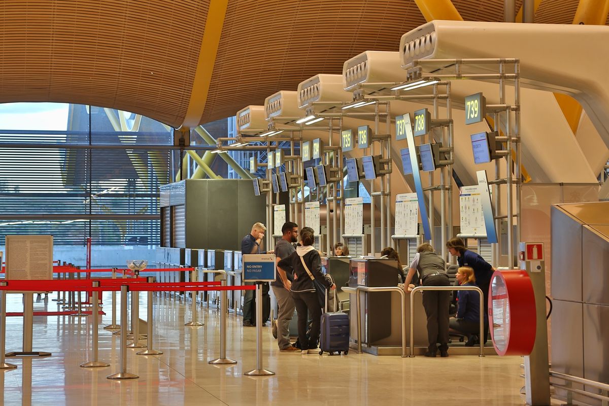Passengers checking in at the aiport terminal