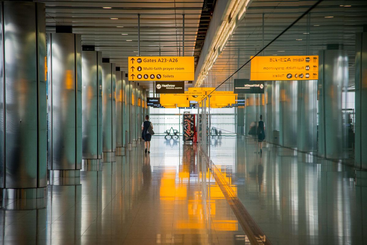 Passengers at the airport terminal and gates
