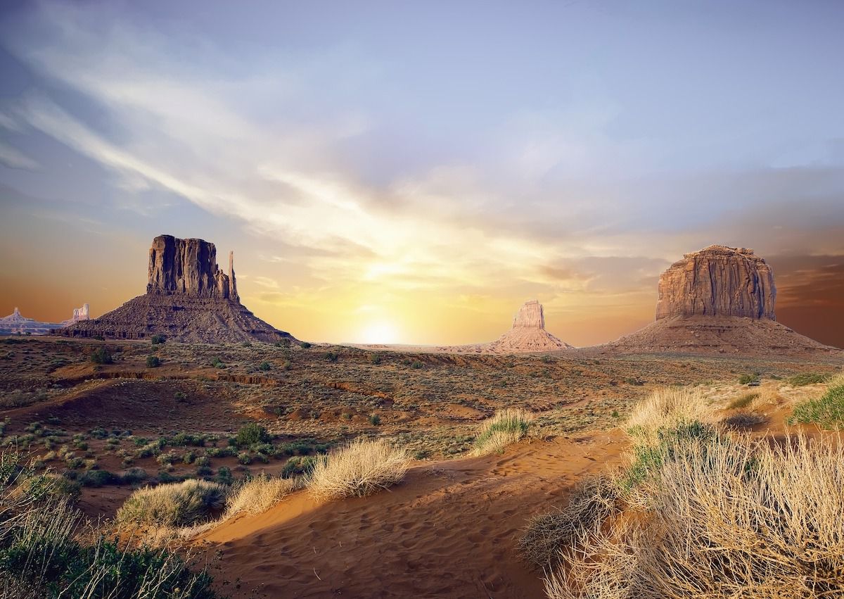 Large rock formations in a desert in Arizona