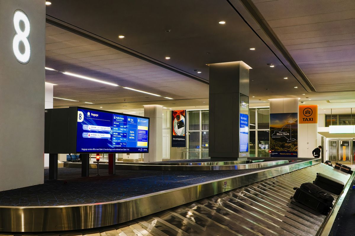 Airport baggage claim with missing or delayed luggage