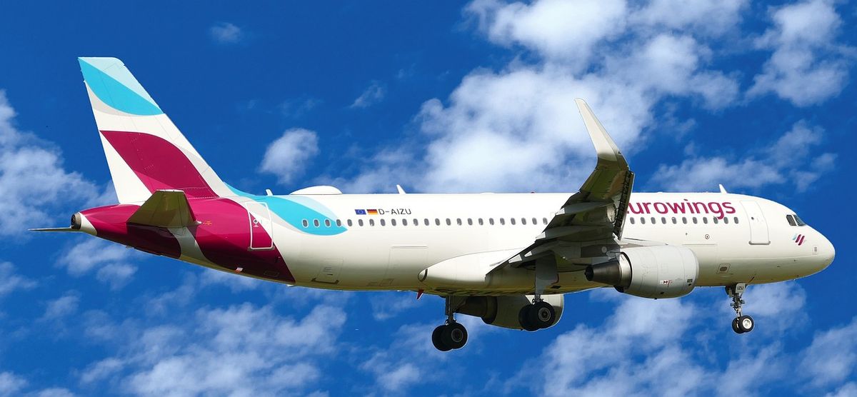 Eurowings aircraft in flight. 