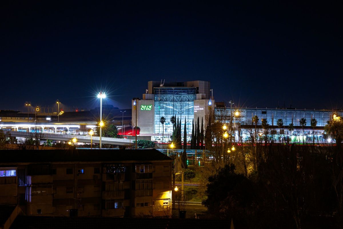 Lisbon airport at night