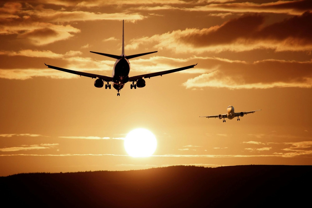 Passengers at the airport terminal and gates