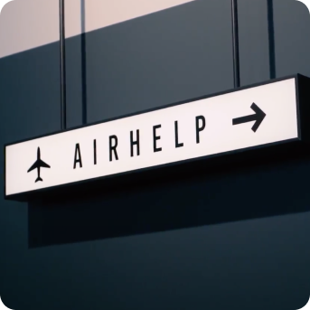 Airhelp lettering with right arrow