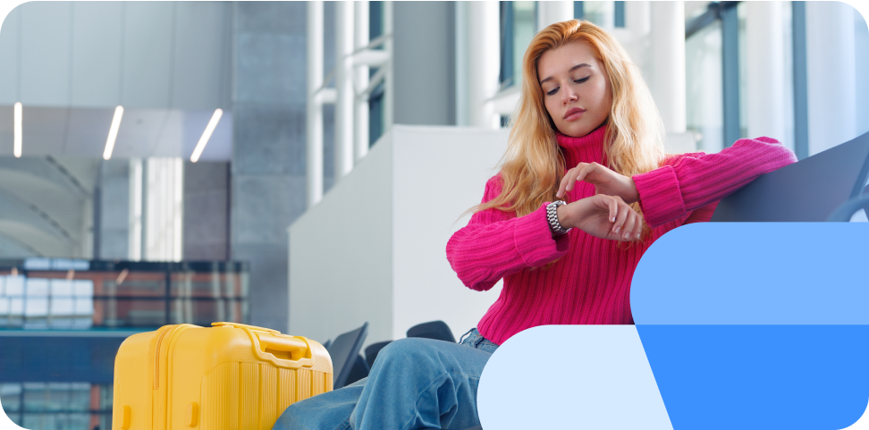 Vrouw met vertraagde vlucht