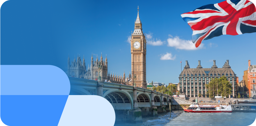UK flag flies in front of the Houses of Parliament, representing UK justice and air passenger rights