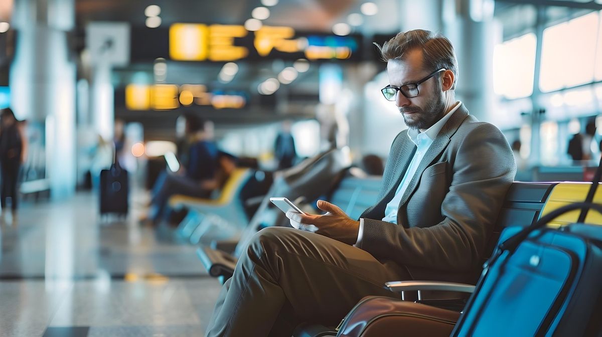 Fashionable man at the airport