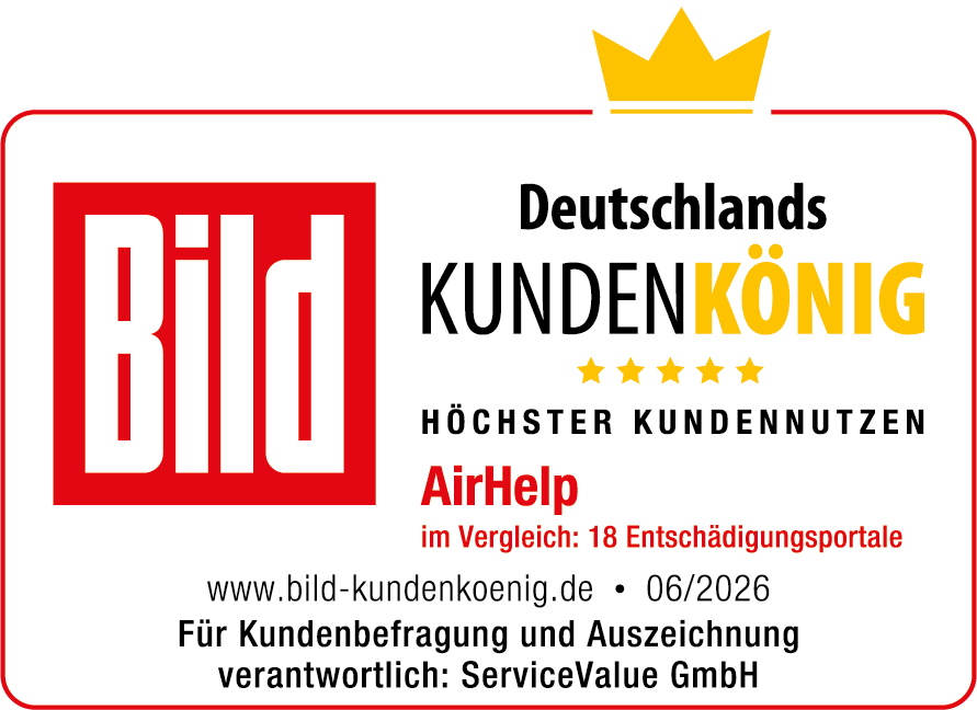 Bild Testsieger "Bestes Portal für Entschädigungen bei Flugstörungen"